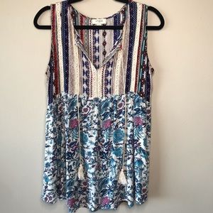 Umgee Boho Tank Blouse Muticolor Size Medium